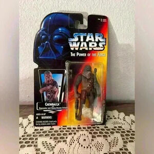 STAR WARS “POWER OF THE FORCE” CHEWBACCA W/ BOWCASTER & HEAVY BLASTER RIFLE 1995